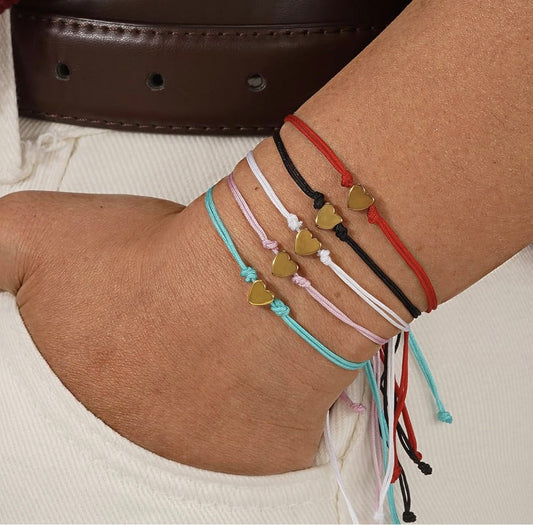 5PCS Simple Pentagram Heart Cross Braided String Stackable Bracelet Set for Women, Handmade Boho Colorful String Stack Bracelets Trendy Minimalism Love Jewelry Gift Friendship