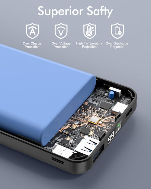 For Magsafe Battery Pack, Foldable 10000Mah Magnetic Power Bank With Usb-C Cable Led Display 22.5W Pd Fast Charging Wireless Portable Charger For Iphone 17/16/15/14/13/12 Series-Black