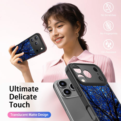 For Iphone 17 Pro Phone Case Cute - Wireless Charging & Military-Grade Protection - Trendy Wildflower Design For Women Girls, Non-Slip Translucent Matte Hard Cover - Dreamy Wishing Tree