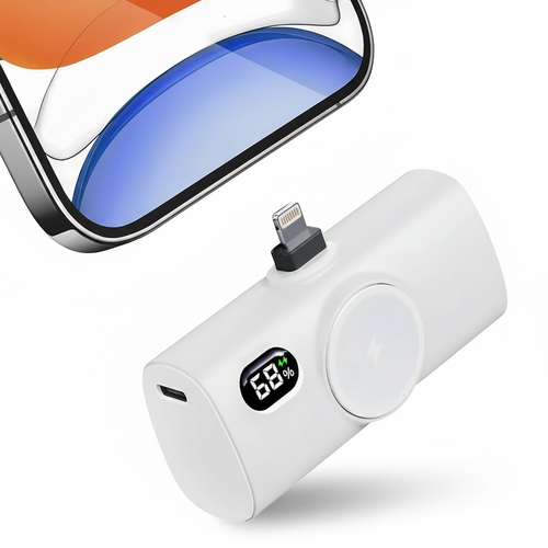 Portable Power Bank with Digital Display for Lightning Port iPhones - Compatible with iPhone 14/13/12 Series