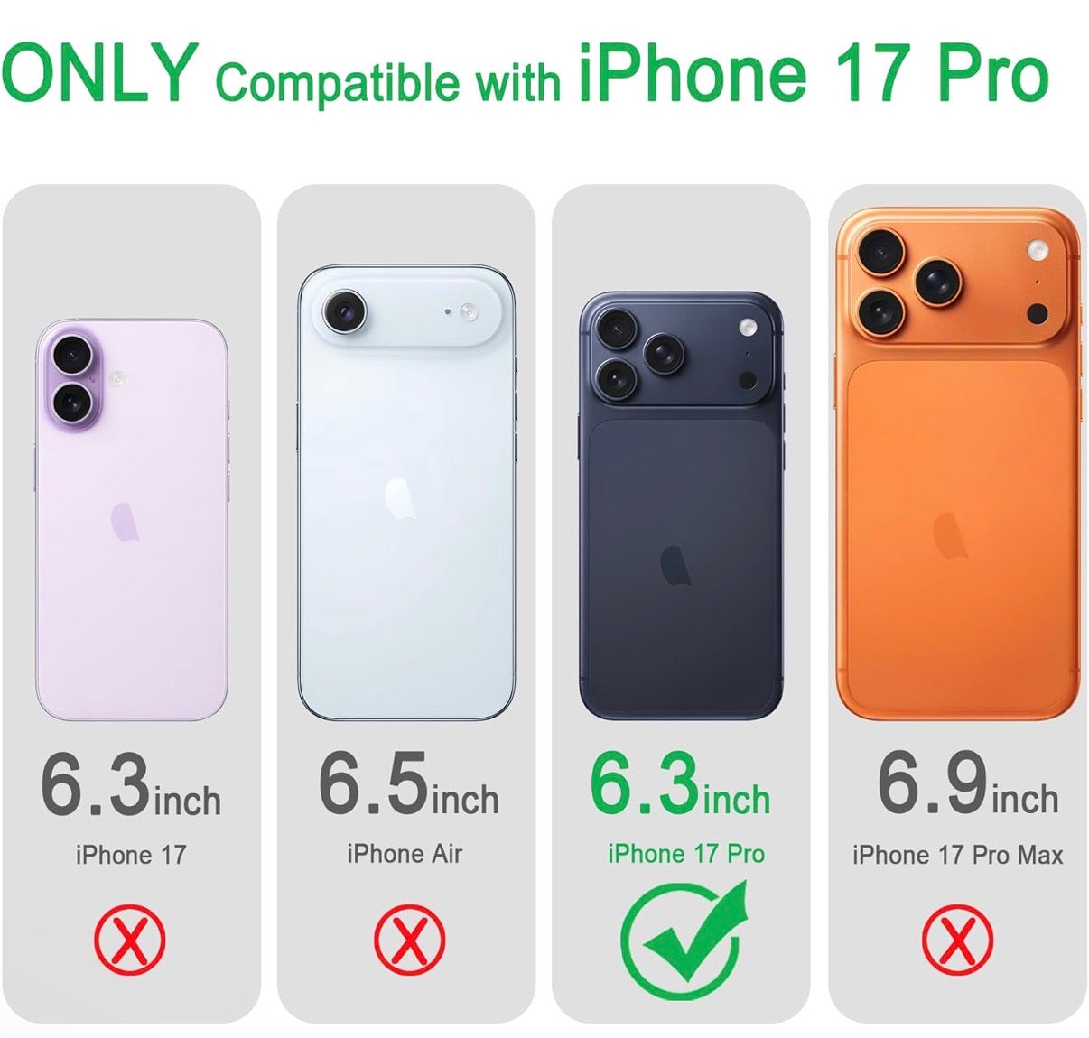 Generic iPhone 17 Pro Camera Lens Protector – Dark Blue Bling 3D Rhinestone, 9H Tempered Glass, Full Anti-Scratch Coverage