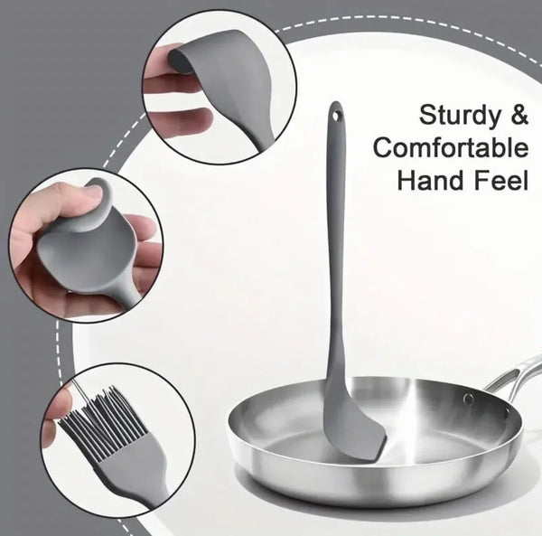 6-Piece Silicone Spatula Set – Heat Resistant, Non-Stick, Gray