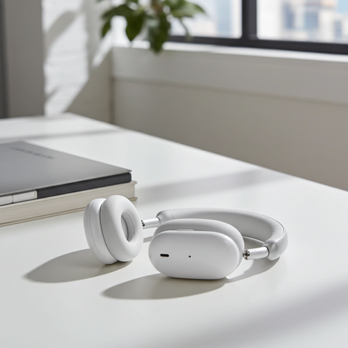 Bluetooth Wireless Over-Ear Headphones with Active Noise Cancelling, Built-In Microphone, 24H Playtime – White