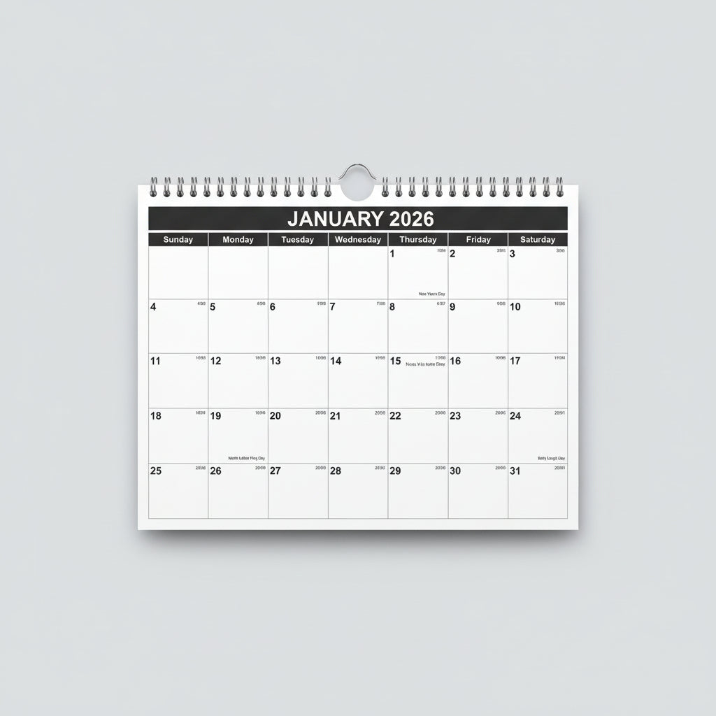 2026–2027 Monthly Wall Calendar (Jan 2026–Jun 2027) – 8.5” x 11” Spiral-Bound Hanging Planner for Home & Office – Black