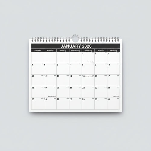 2026–2027 Monthly Wall Calendar (Jan 2026–Jun 2027) – 8.5” x 11” Spiral-Bound Hanging Planner for Home & Office – Black