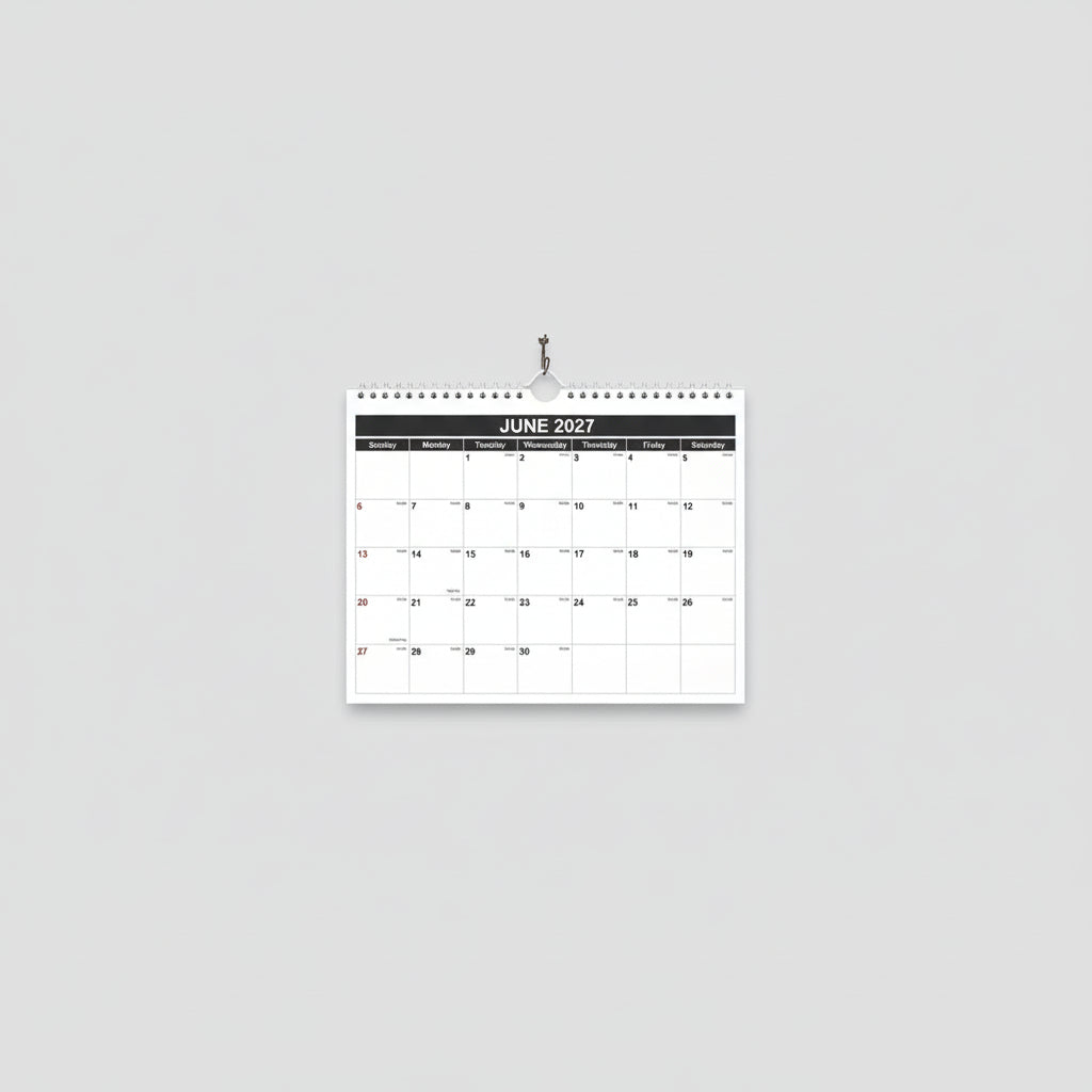 2026–2027 Monthly Wall Calendar (Jan 2026–Jun 2027) – 8.5” x 11” Spiral-Bound Hanging Planner for Home & Office – Black