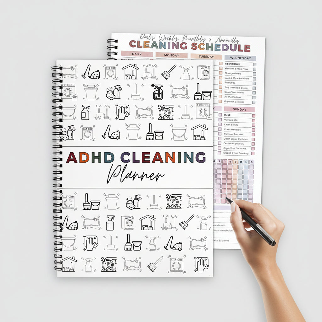 ADHD-Friendly Cleaning Planner – Undated Daily, Weekly & Monthly Home Organizer with Chore Chart & Habit Tracker