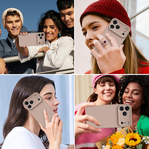 Svaove For Iphone 17 Pro Phone Case Liquid Silicone, Thin Ultra Slim Minimalist Phone Cover, Girly Cute Plain Bright Solid Color Matte Soft Rubber Jelly Gel Plastic Tpu Bumper, Brown Fall