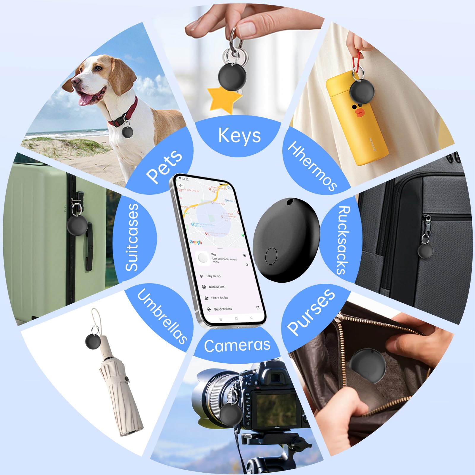 Air Tracker Tag (Android Only), Bluetooth Tracking Device, Item Finder and Key Locator, Works with Google Find Hub, Smart Tag for Vehicle/Luggage/
