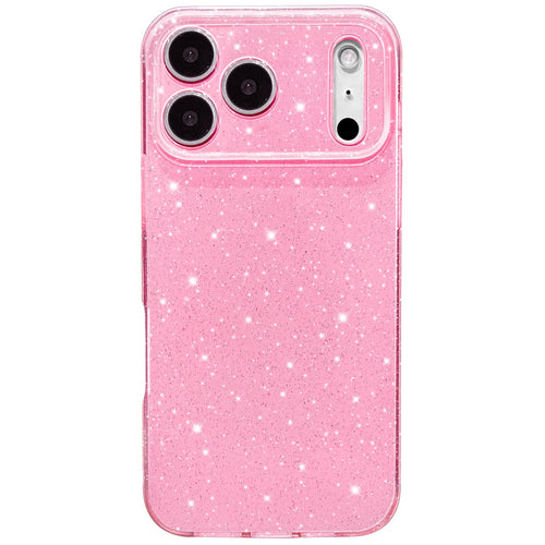 Case For Iphone 17 Pro Case Glitter Cute Sparkly Shiny Bling Sparkle Phone Cases 6.3", Thin Slim Fit Soft Tpu Bumper Shockproof Rubber Protective Cover For Women Girls Girly, Bright Pink