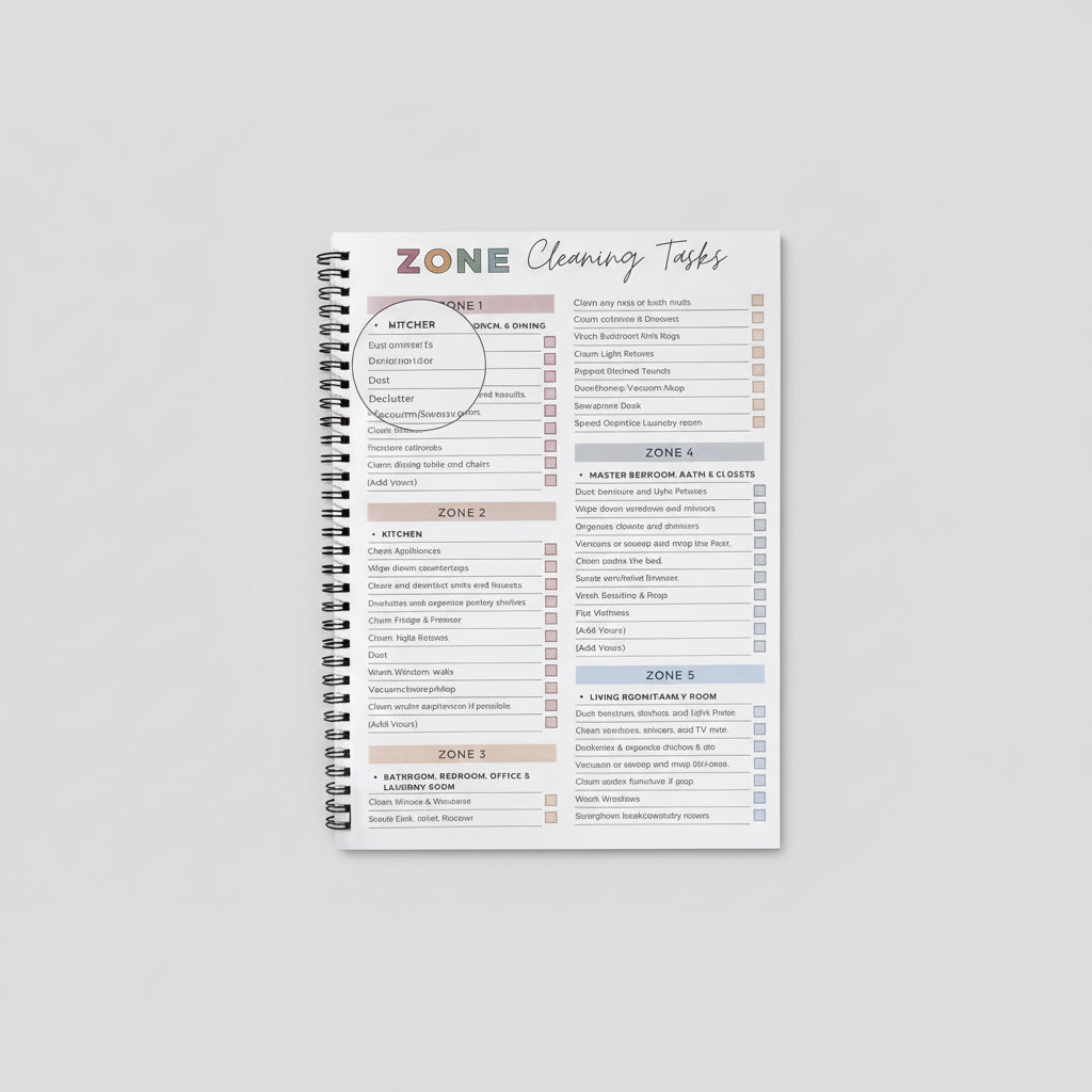 ADHD-Friendly Cleaning Planner – Undated Daily, Weekly & Monthly Home Organizer with Chore Chart & Habit Tracker