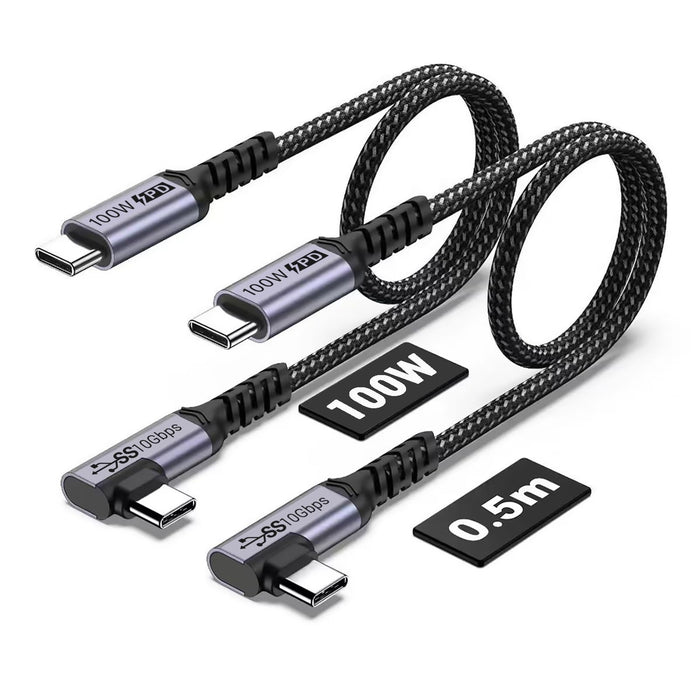 Short Usb C Cable 3.1 Right Angle [1.5Ft 2 Packs], 5A Fast Charging, 10Gbbps Hig