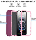 Phone Case For Iphone 16E Case & Iphone 17E Case With Hd Screen Protector, Heavy Duty Shockproof & Dustproof & 3-Layer Cover Phone Case For Iphone 16E/17E,Wineredpink