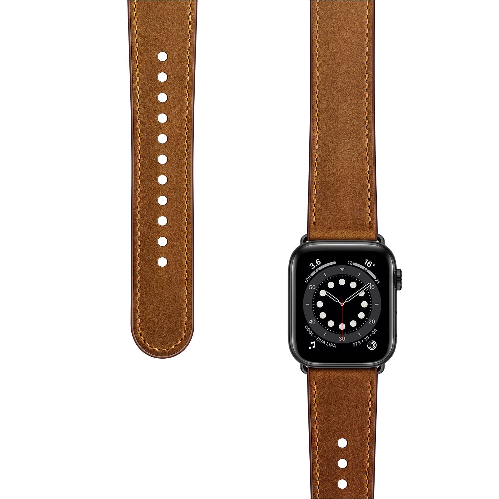 Genuine Leather Watch Band Compatible with Apple Watch 49mm–42mm, Retro Brown & Black Replacement Strap