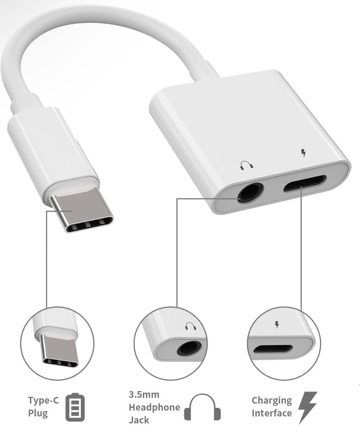 Generic USB-C to 3.5mm Audio and PD Charging Adapter Compatible with iPhone 15 16 Pro Max 2 Pack