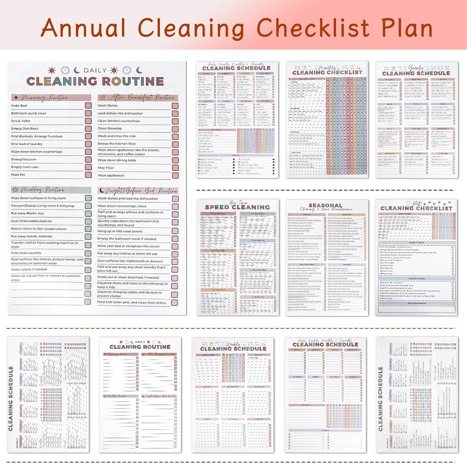 ADHD-Friendly Cleaning Planner – Undated Daily, Weekly & Monthly Home Organizer with Chore Chart & Habit Tracker