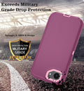 Phone Case For Iphone 16E Case & Iphone 17E Case With Hd Screen Protector, Heavy Duty Shockproof & Dustproof & 3-Layer Cover Phone Case For Iphone 16E/17E,Wineredpink
