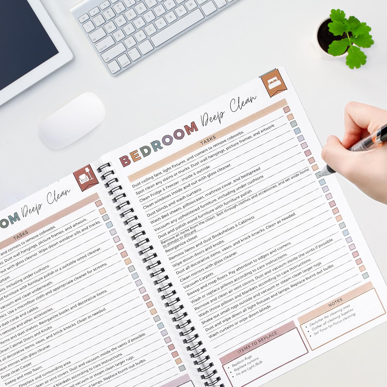 ADHD-Friendly Cleaning Planner – Undated Daily, Weekly & Monthly Home Organizer with Chore Chart & Habit Tracker