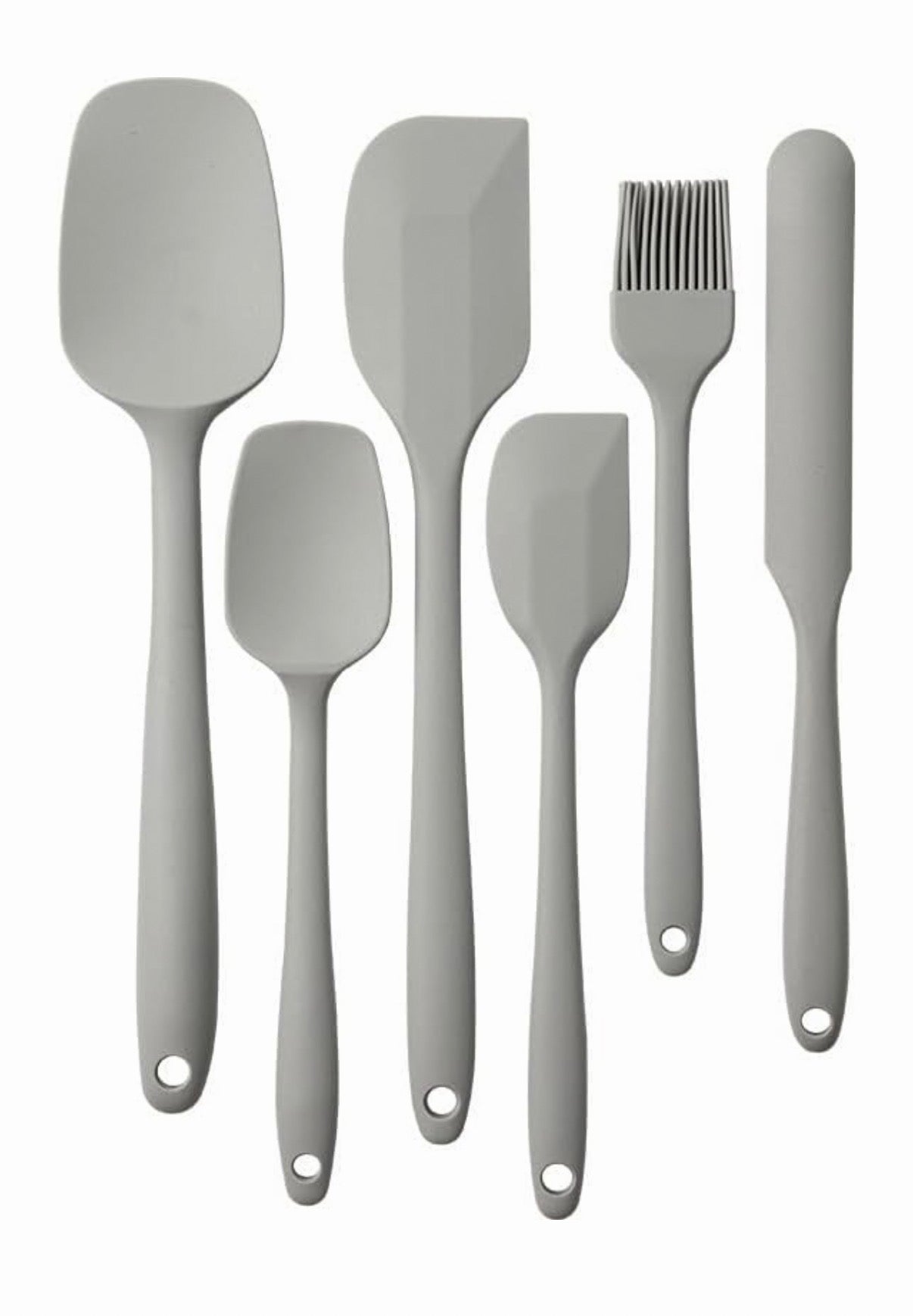 Grey 6Pcs Silicone Spatula Set Food Grade Non Stick Heat Resistant Spatulas Turner for Cooking Baking Mixing Baking Tools
