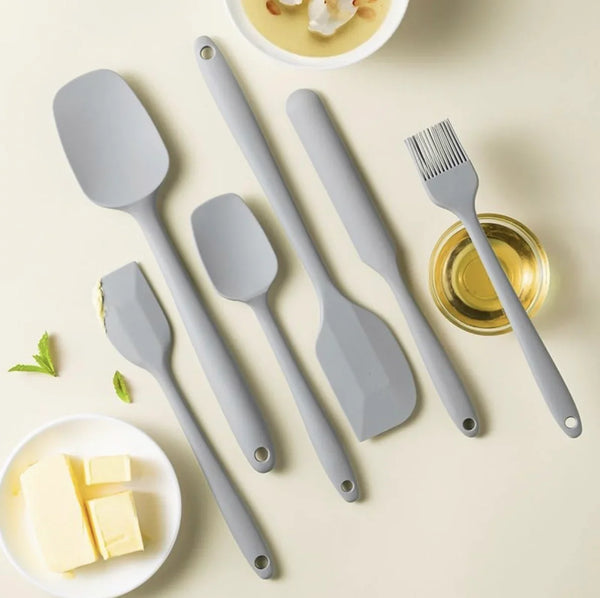 6-Piece Silicone Spatula Set – Heat Resistant, Non-Stick, Gray