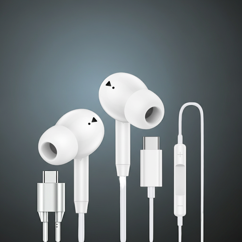 USB-C Wired Earbuds with Microphone – In-Ear Headphones for iPhone 15, 16 & 17 Series and Samsung Type-C Devices