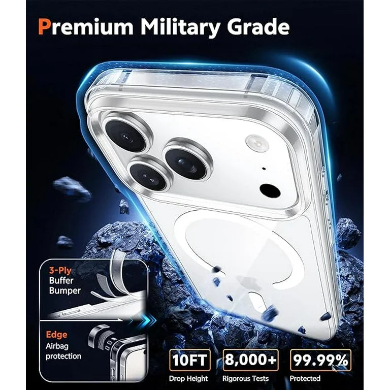 iPhone 17 Pro Case - Compatible with MagSafe, Military-Grade Drop Protection, Shockproof, Wireless Charging, Thin Transparent Cover—Crystal Clear