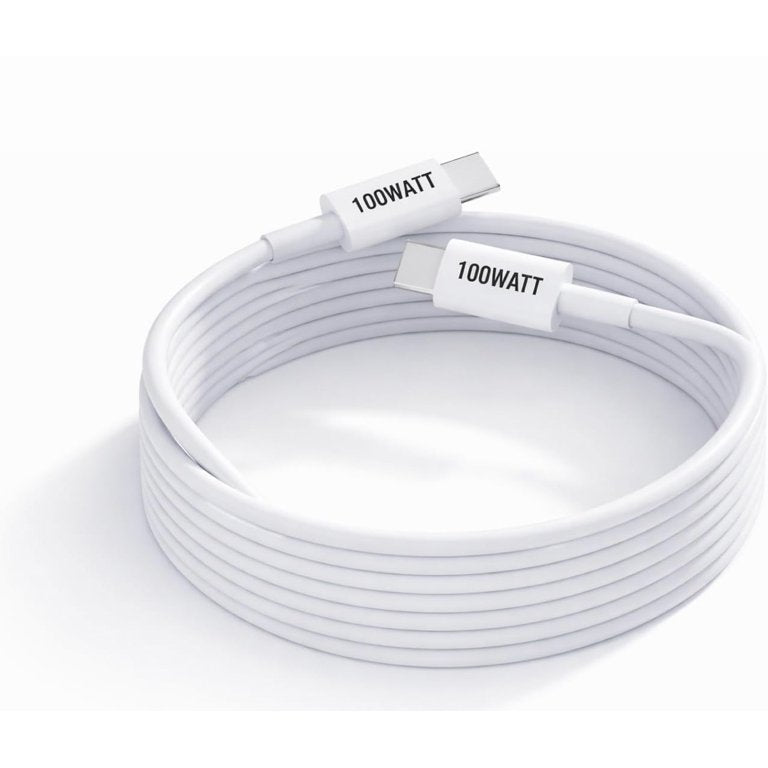100W USB-C Fast Charging Cable (6FT/1.8M), 5A PD Type-C Charger for Phones, Tablets & Laptops – Flexible High-Speed Cable