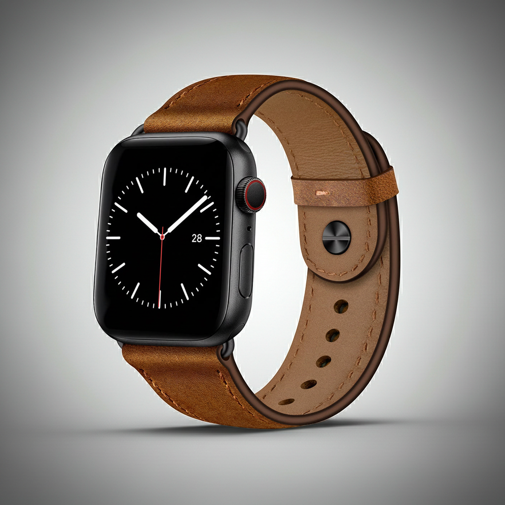 Genuine Leather Watch Band Compatible with Apple Watch 49mm–42mm, Retro Brown & Black Replacement Strap