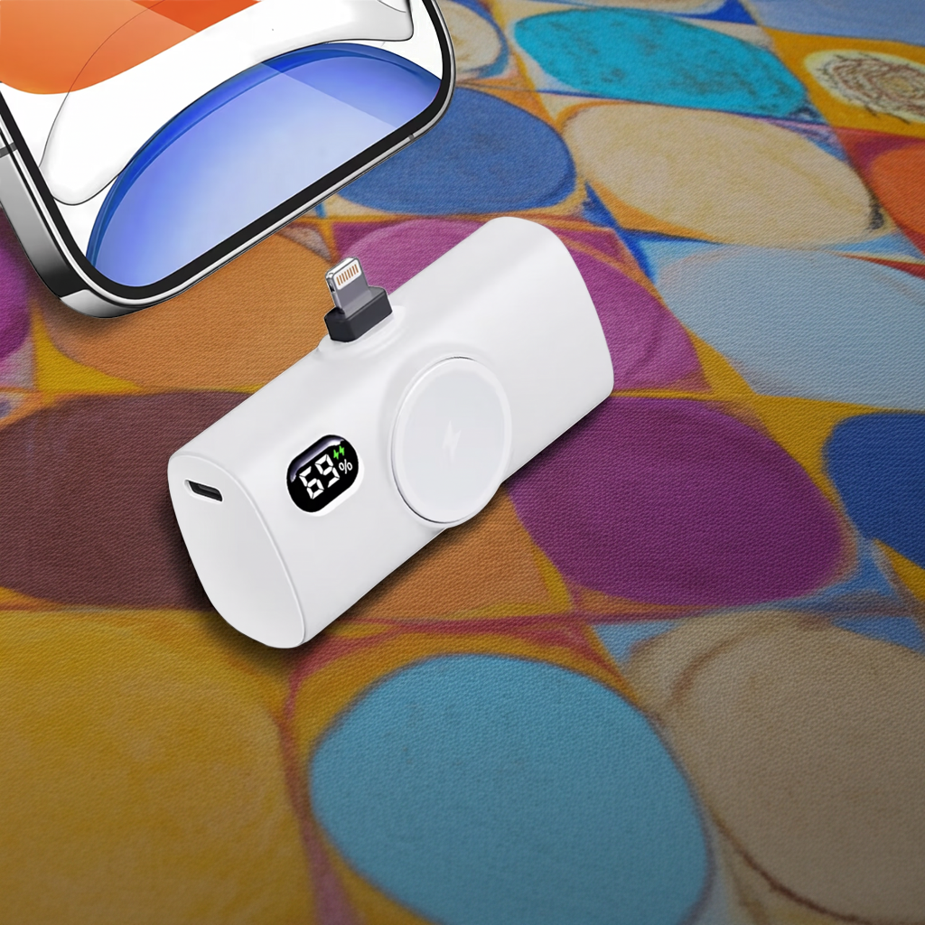 Portable Power Bank with Digital Display for Lightning Port iPhones - Compatible with iPhone 14/13/12 Series