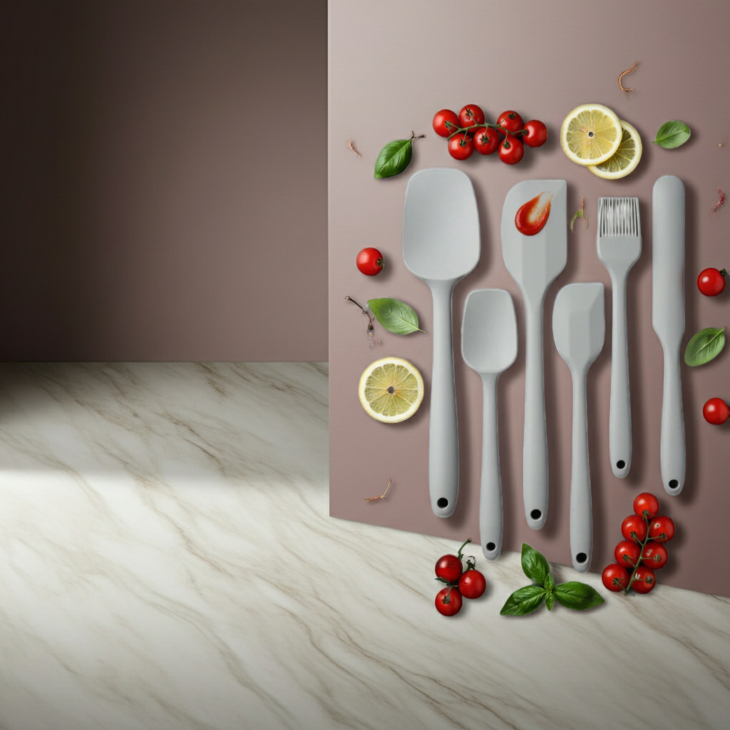6-Piece Silicone Spatula Set – Heat Resistant, Non-Stick, Gray