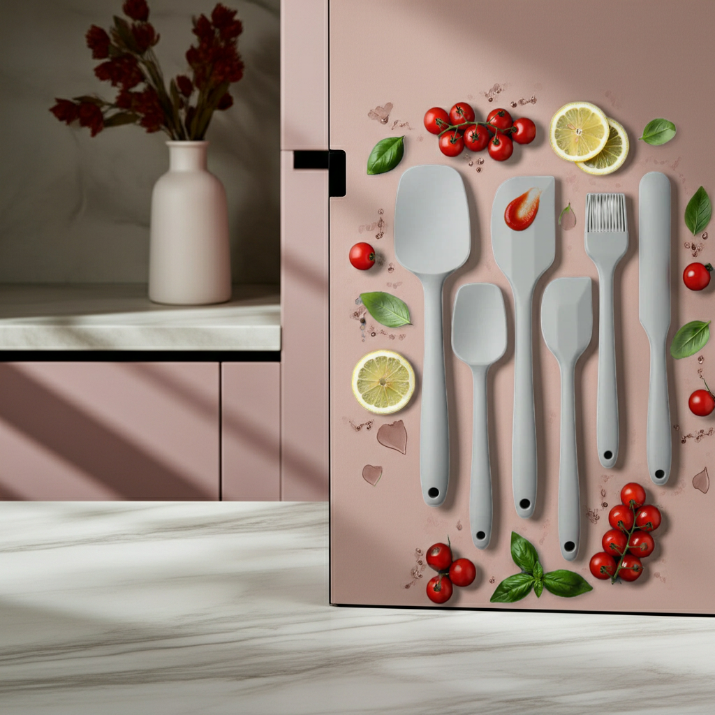 6-Piece Silicone Spatula Set – Heat Resistant, Non-Stick, Gray