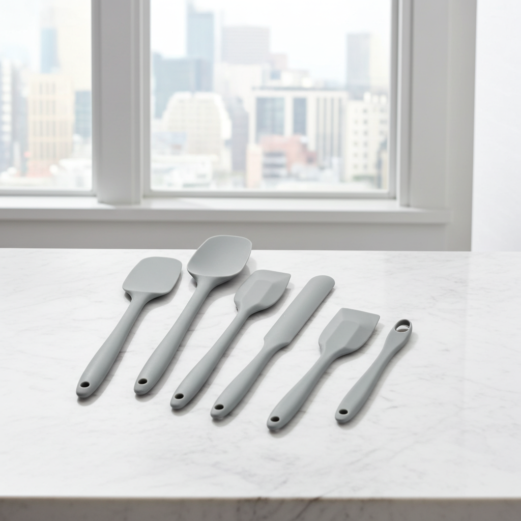 6-Piece Silicone Spatula Set – Heat Resistant, Non-Stick, Gray